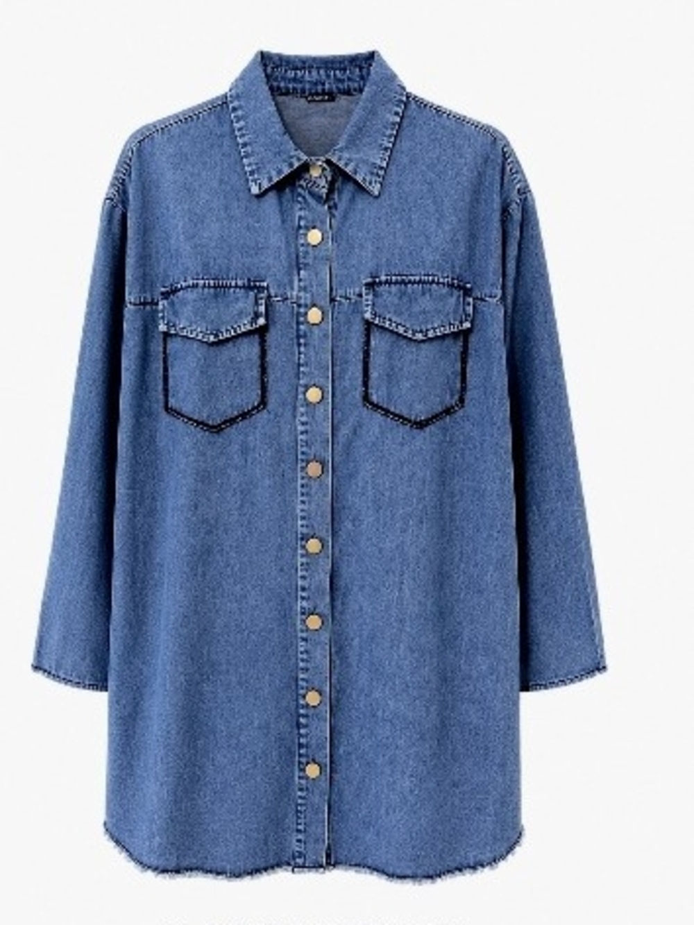 Minibee Classic Blue Denim Shirt Dress- Women